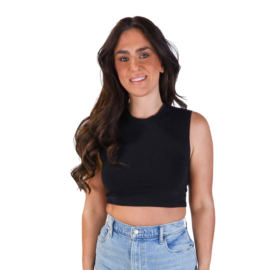 Zara black crop muscle tank (m; retail $39.99)