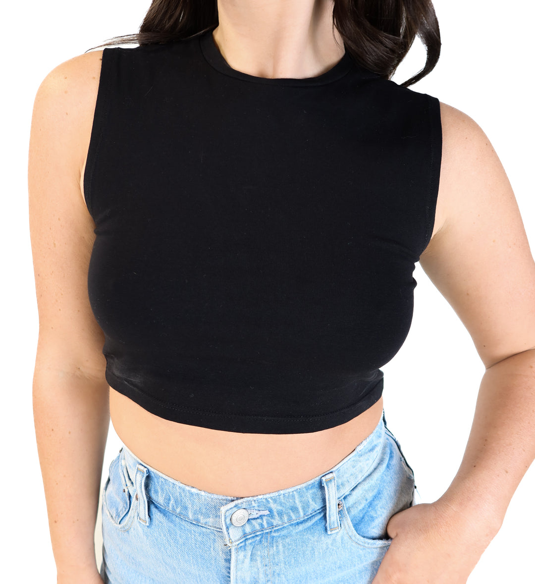 Zara black crop muscle tank (m; retail $39.99)