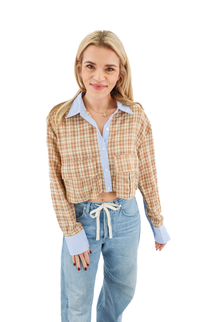ex-boyfriend colorblock flannel top NWT (m)