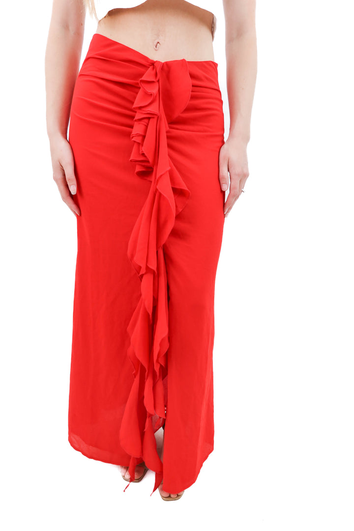 bardot red maxi skirt (s)