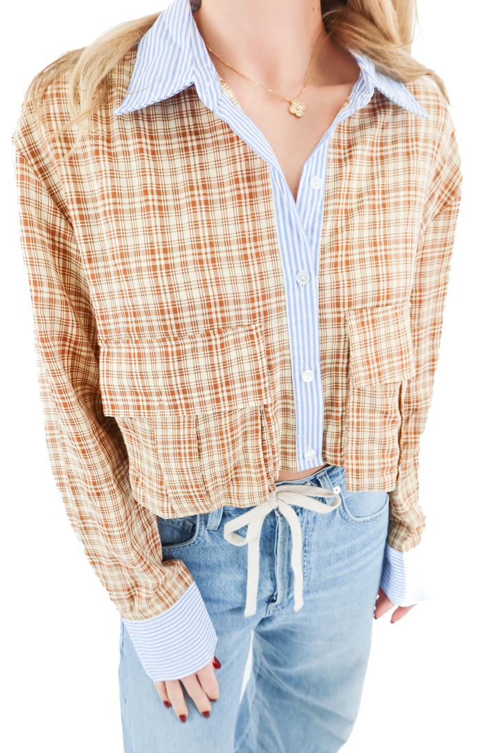 ex-boyfriend colorblock flannel top NWT (m)