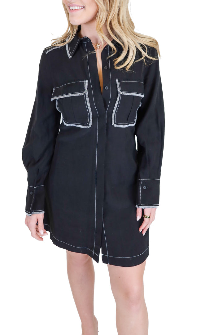 Topshop black denim long sleeve dress (S)