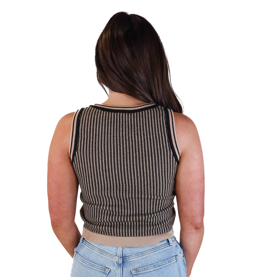 Vici brown/black knit sleeveless top (s; retail $54)