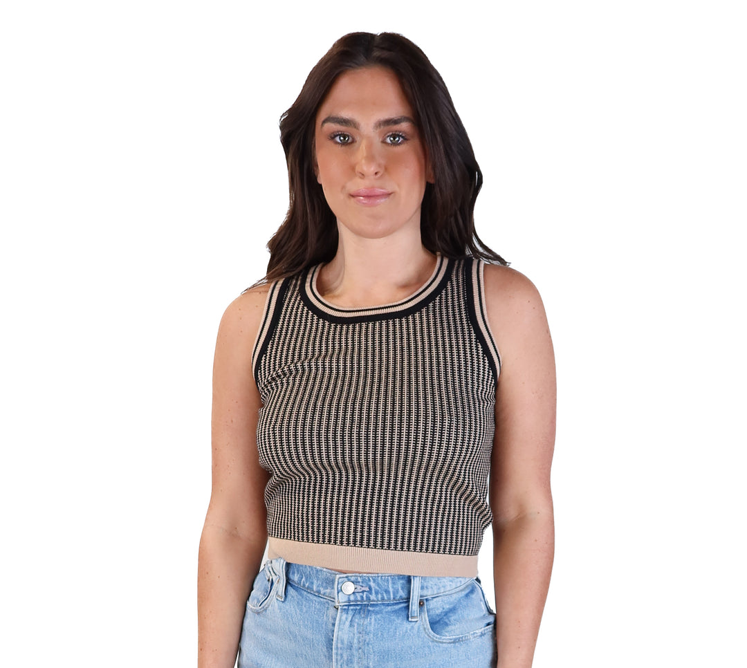 Vici brown/black knit sleeveless top (s; retail $54)