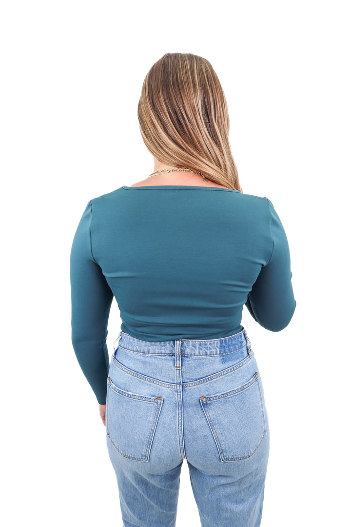 abercrombie & fitch green corset bodysuit (L)