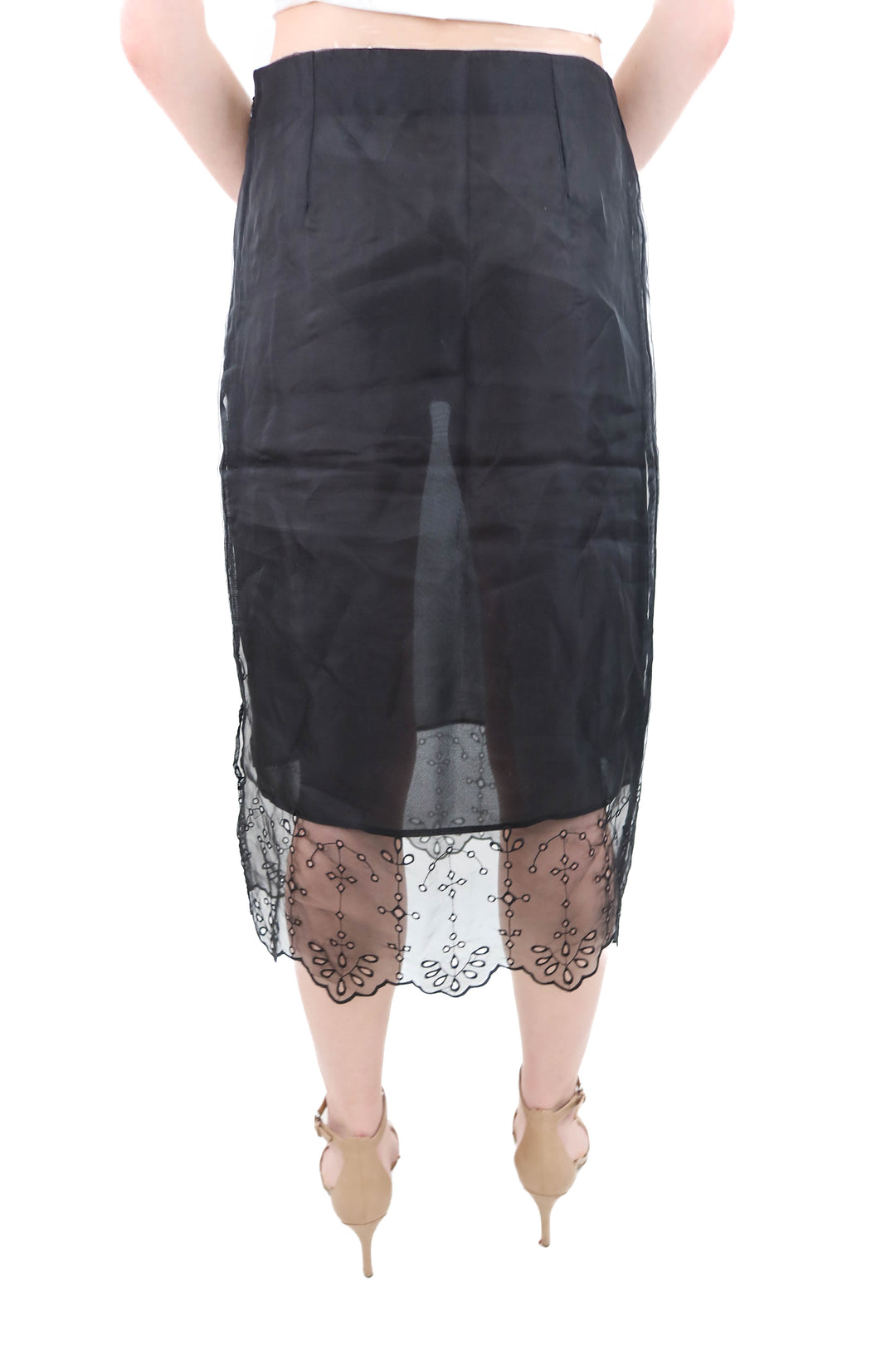 h&m black sheer midi skirt (6)