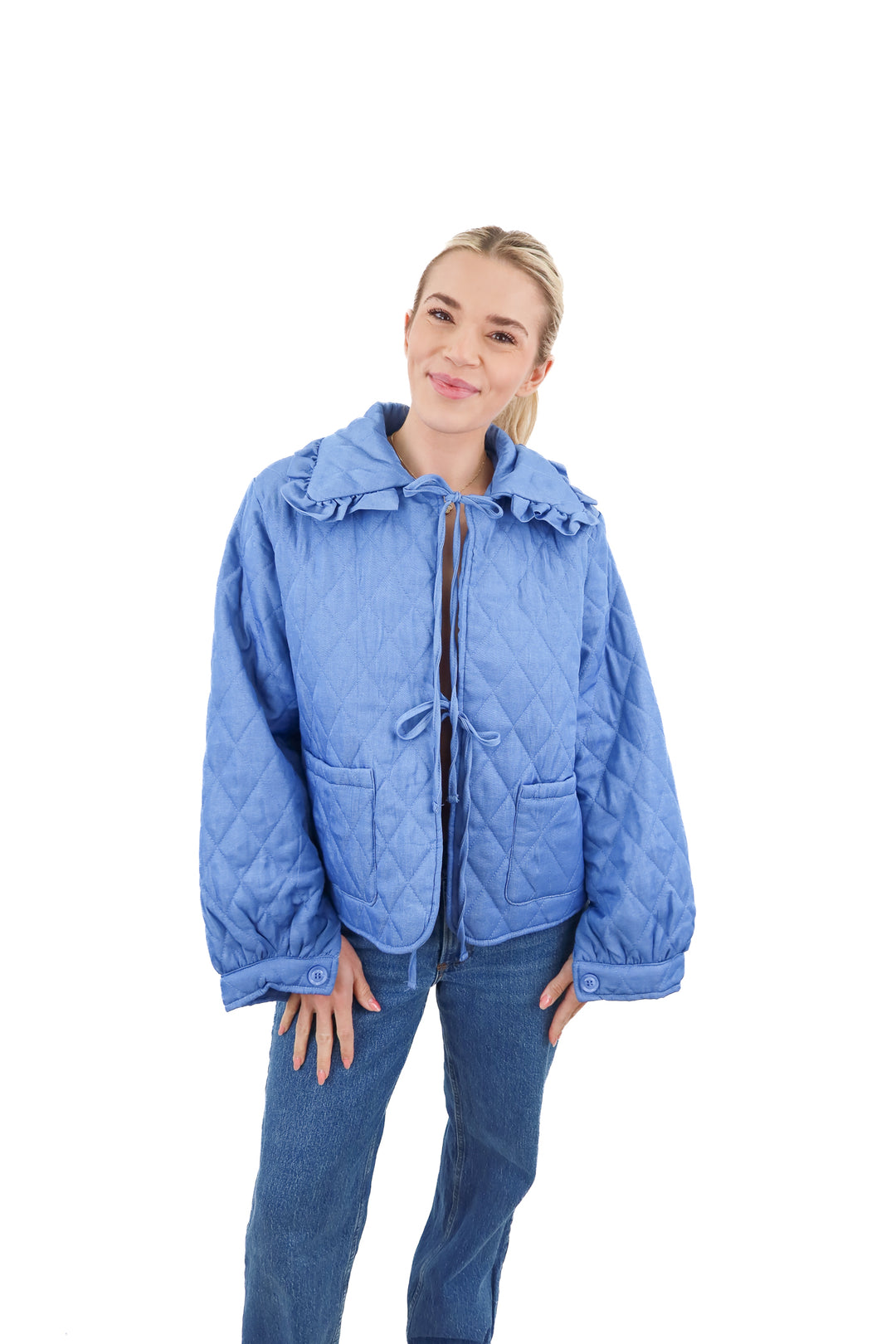 vimida blue quilted jacket NWT (s)