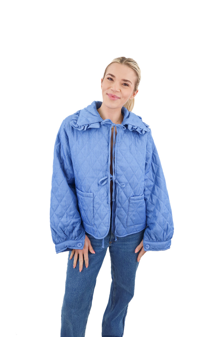 vimida blue quilted jacket NWT (s)