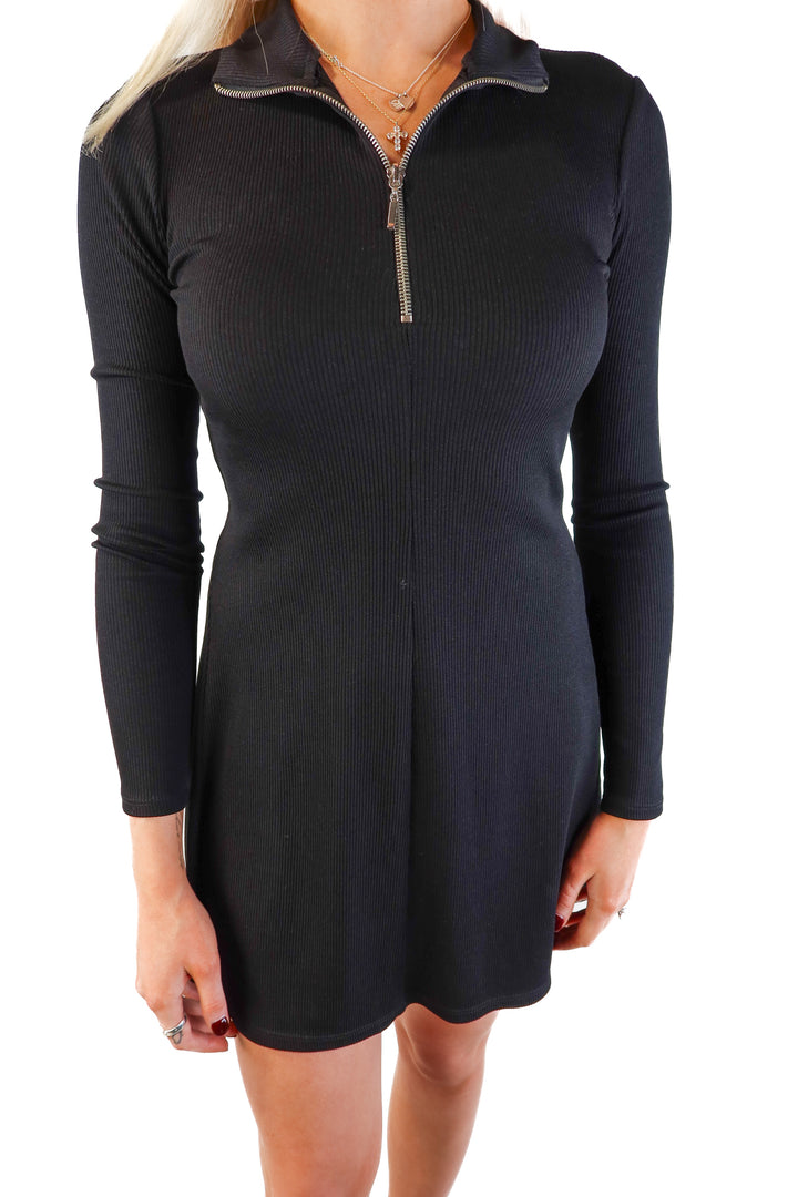 Zara black quarter zip dress (s)