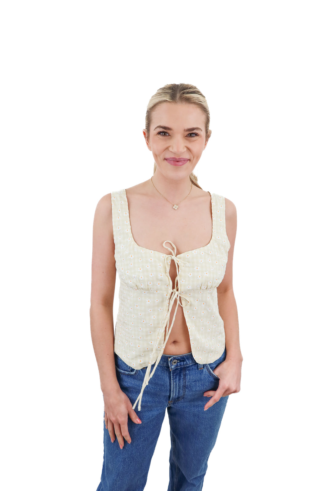 petal + pup daisy tie front top (xs; retail $75)