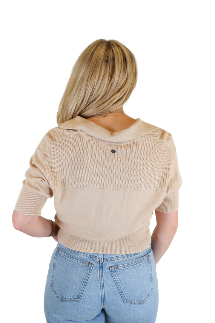 Calia beige short sleeve top NWT (S; $65)
