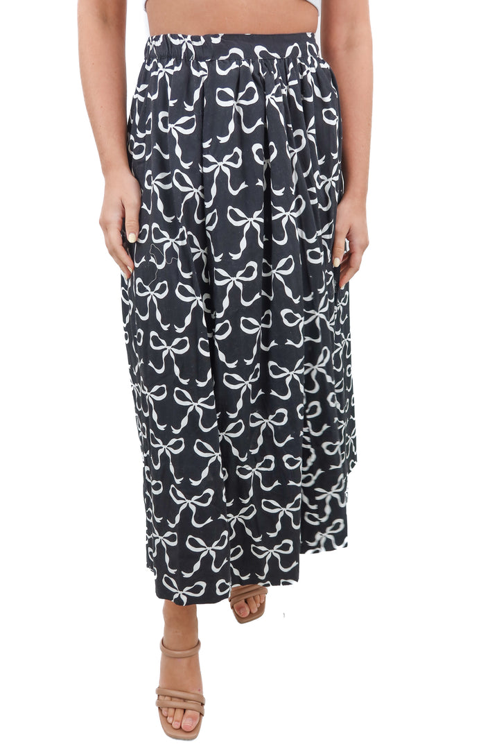 anthropolgie black bow maxi skirt NWT (xsp; retail $148)