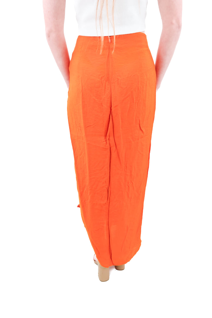 zara orange midi skirt (xs)
