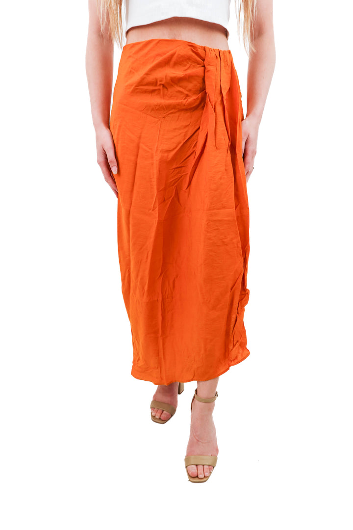 zara orange midi skirt (xs)