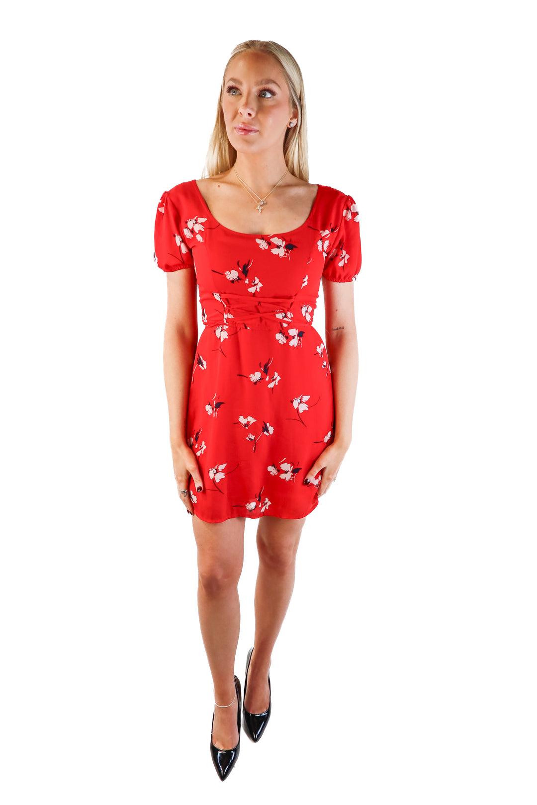 Abercrombie & Fitch red floral mini dress (xs; retail $80)