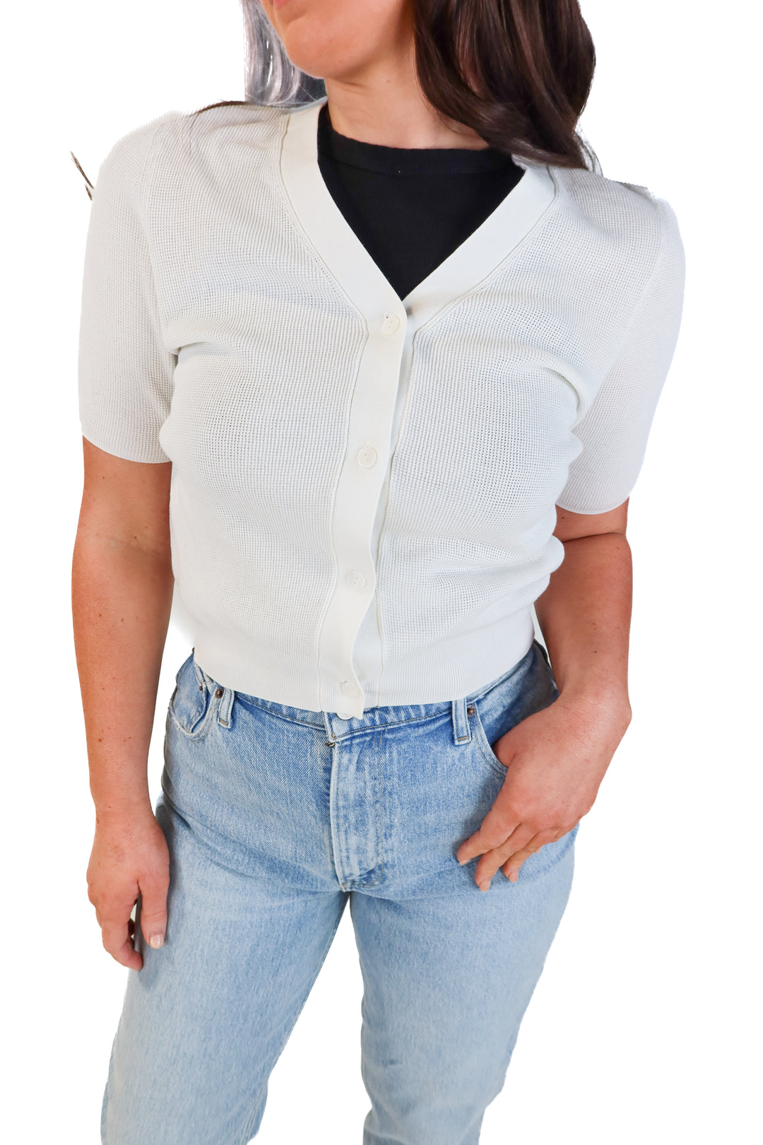Meilleur moment white knit cardigan (36/ US4; retail $179)
