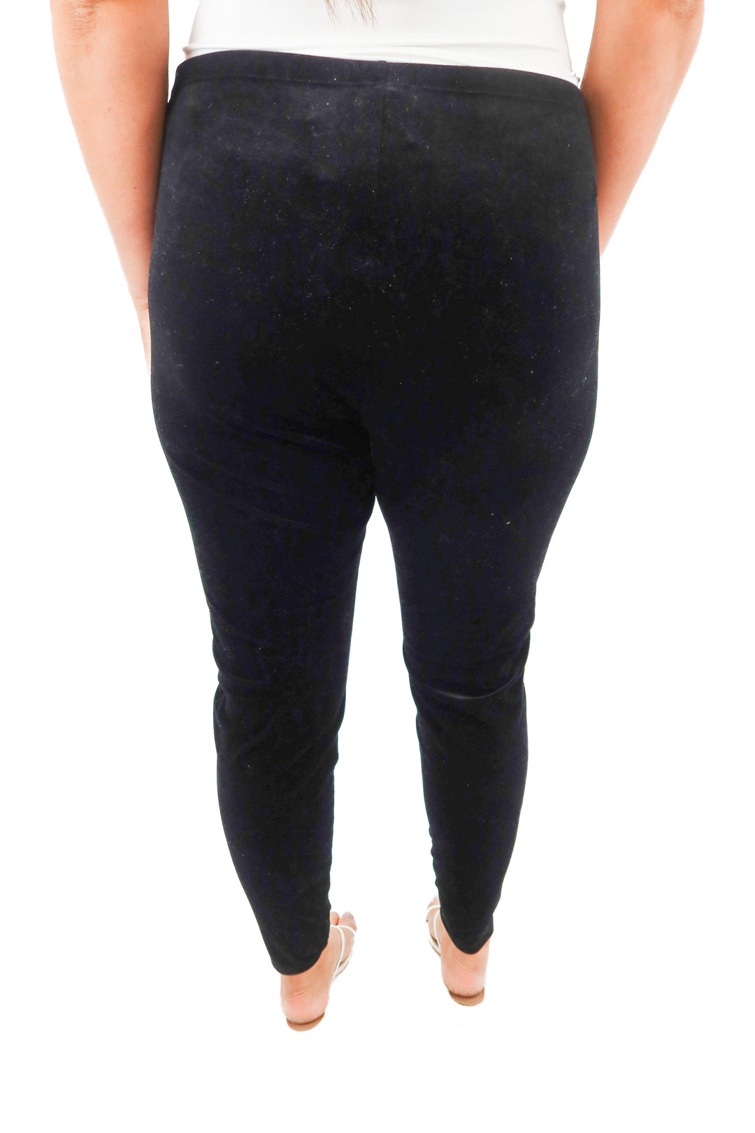 eileen fisher black velvet leggings (L; retail $198)