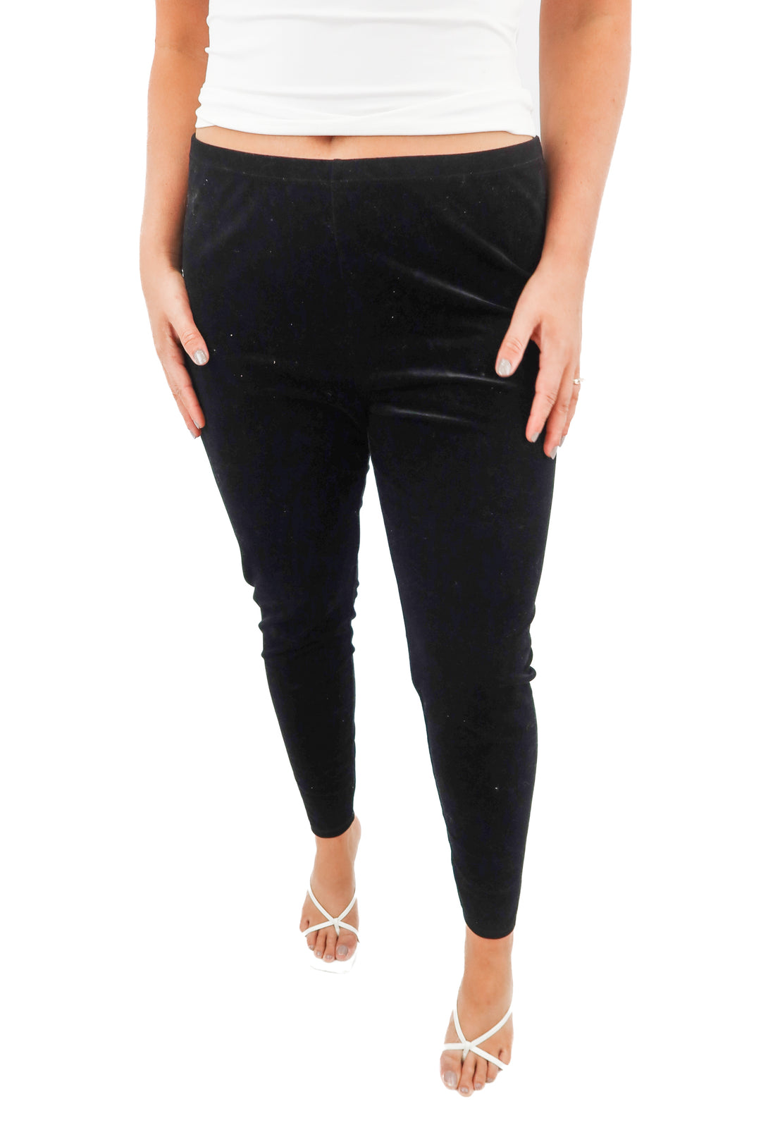 eileen fisher black velvet leggings (L; retail $198)