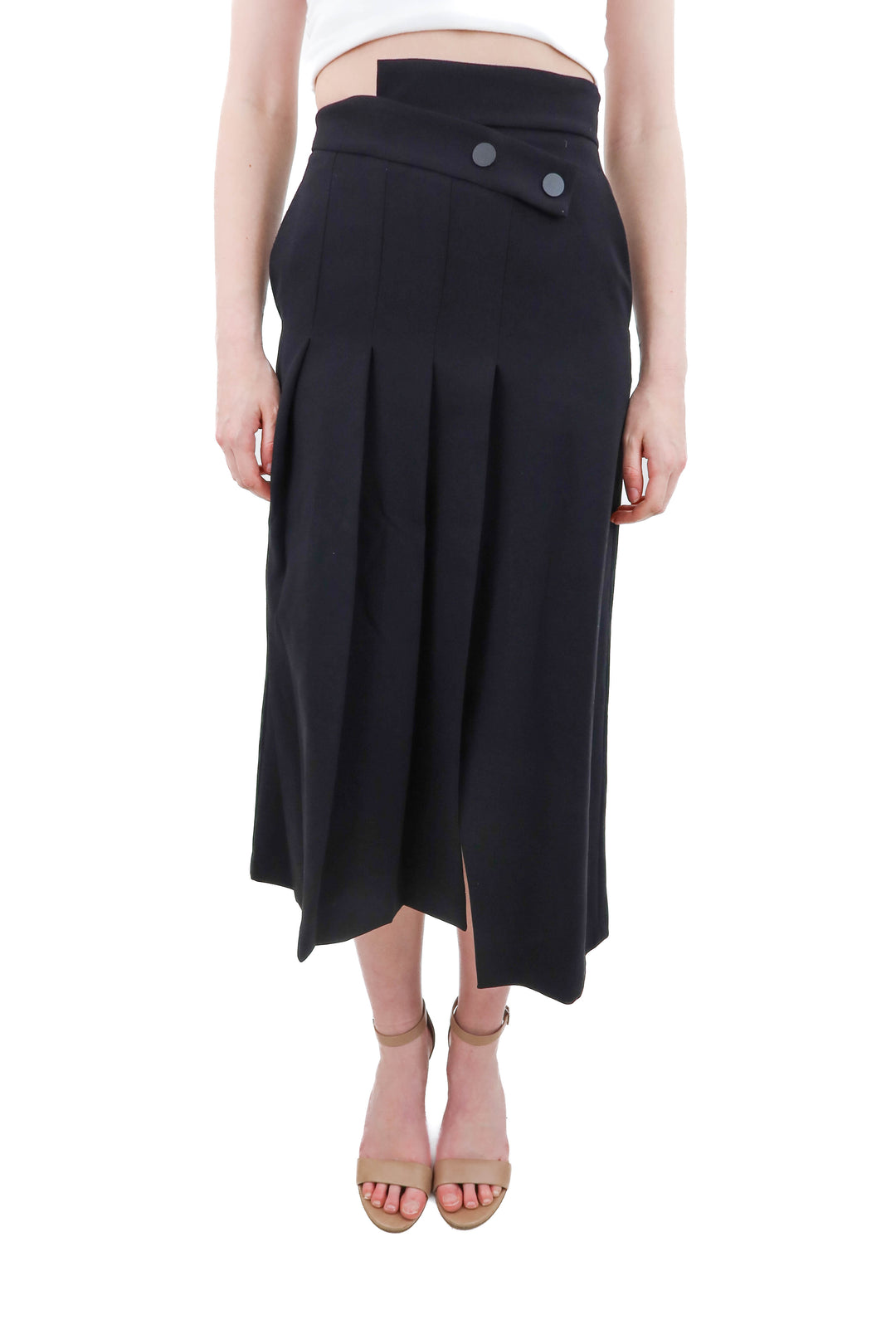 zara black wide leg pleated trousers (xs)