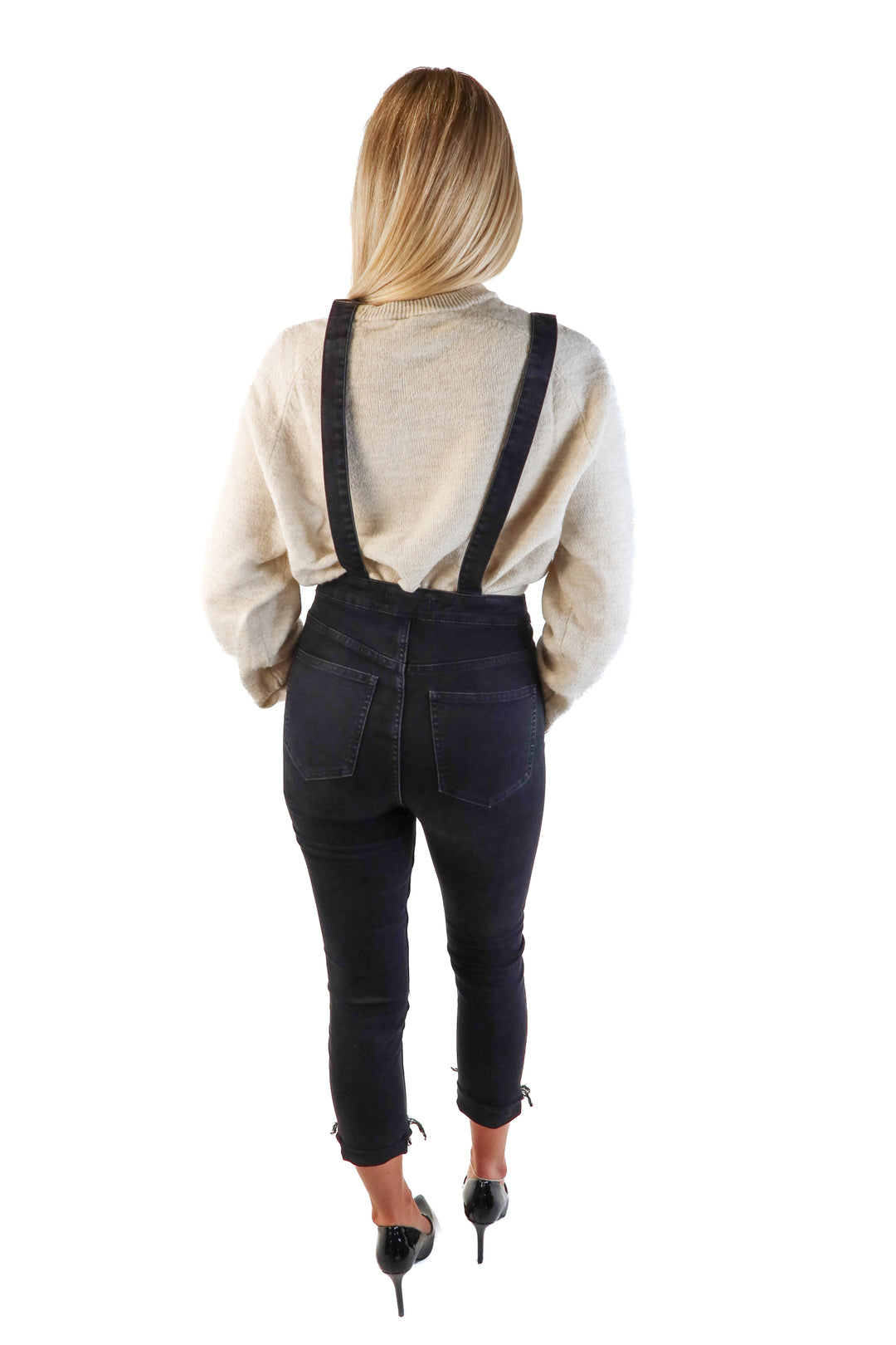 Madewell black skinny denim overalls (s)