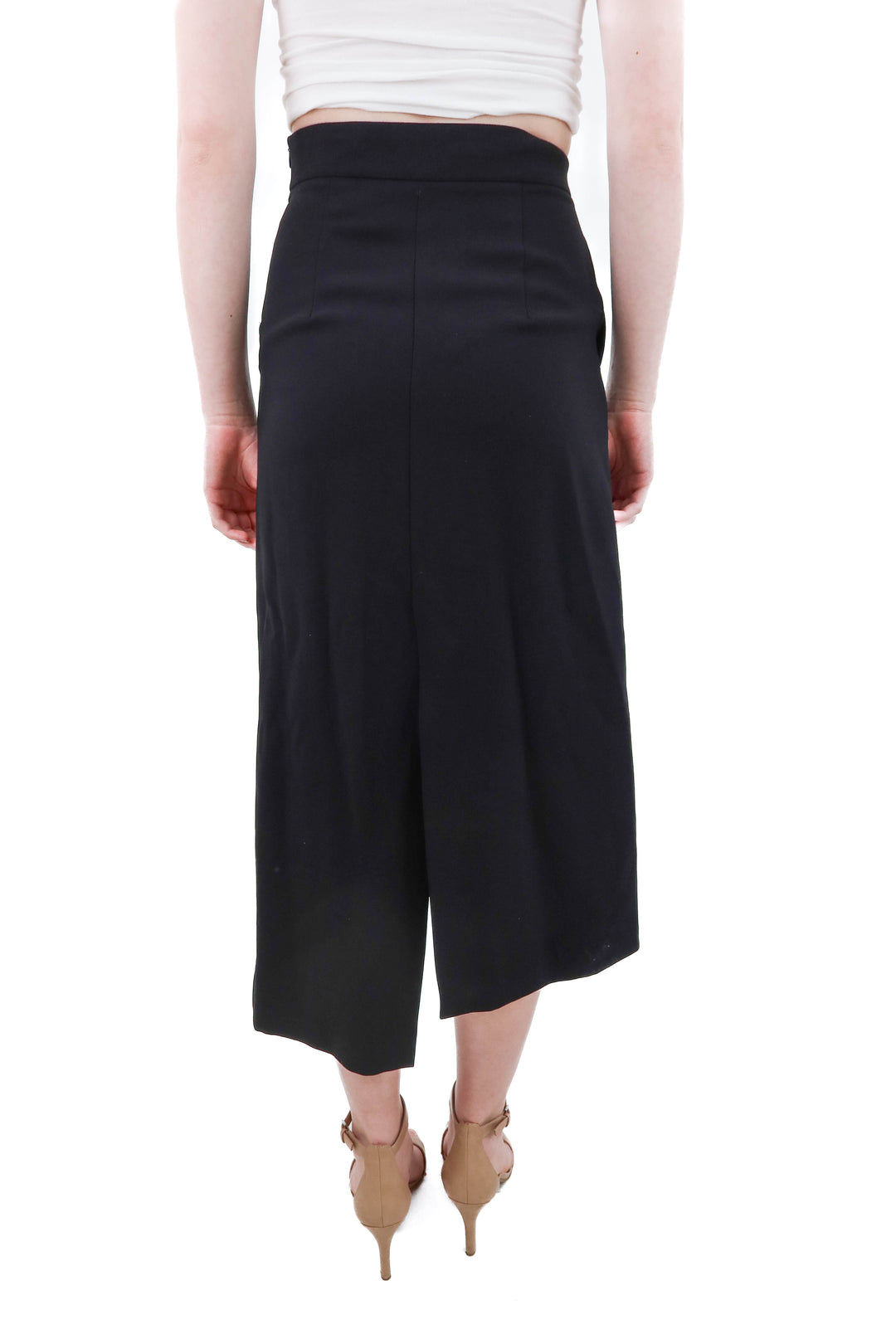 zara black wide leg pleated trousers (xs)