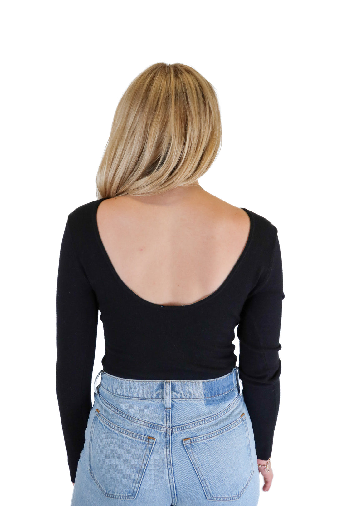 Le Lis black long sleeve bodysuit (S)