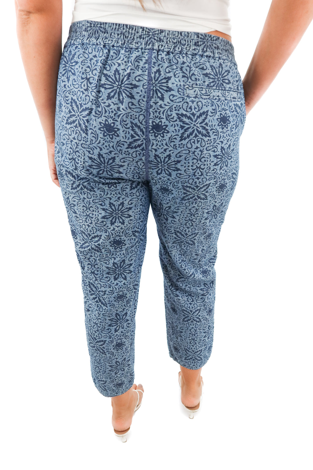j. crew blue patterned cotton pants (10; retail $80)
