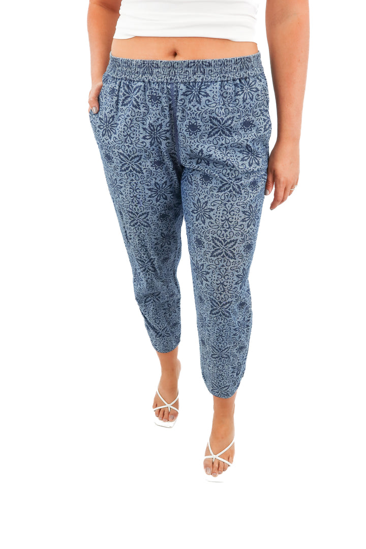 j. crew blue patterned cotton pants (10; retail $80)