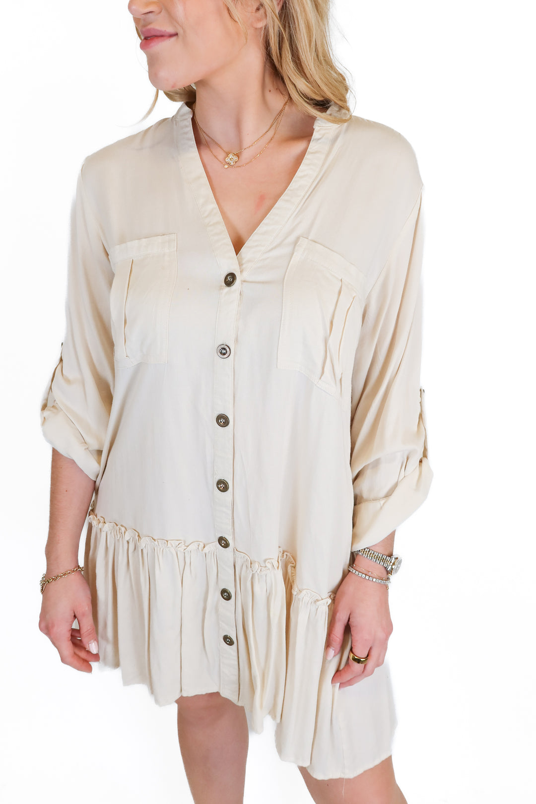 shop the mint beige flowy dress (s)