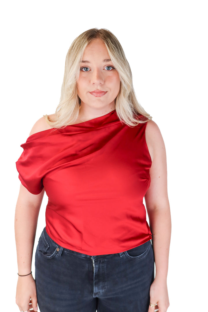 abercrombie & fitch red cowl top NWT (L; retails $50)