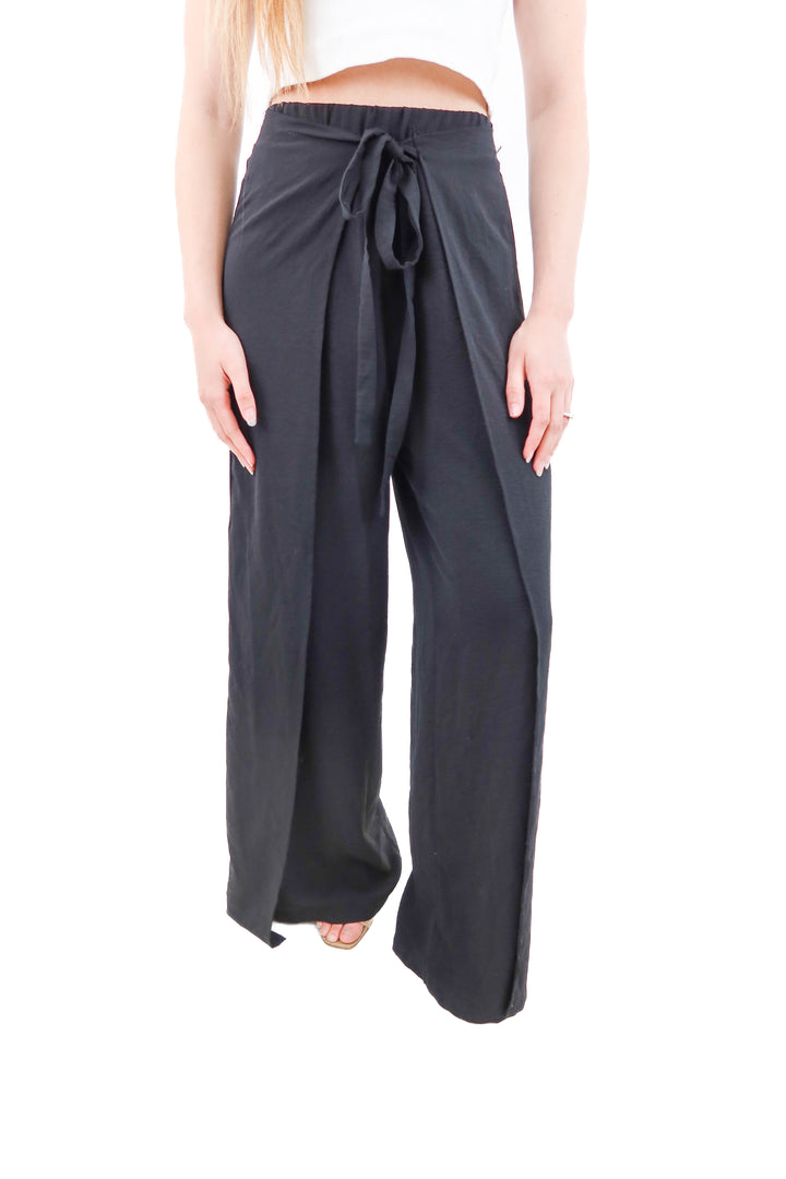 zara black wrap pants (s)