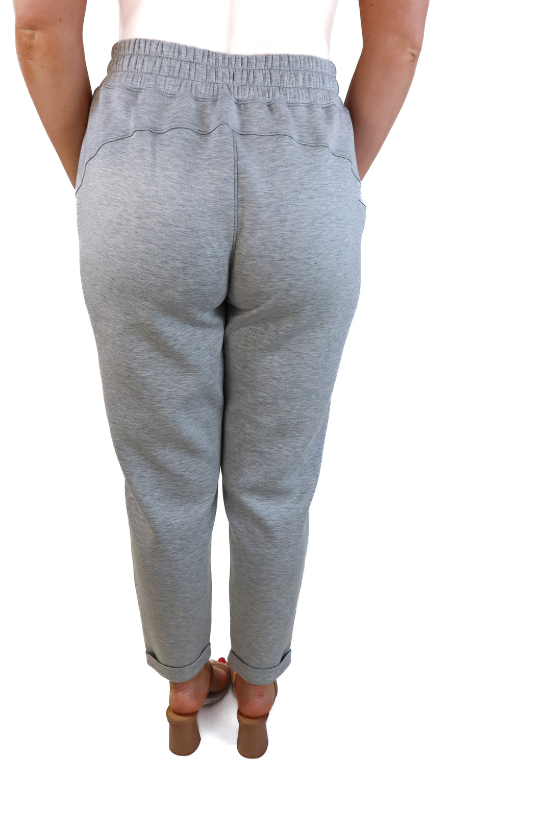Spanx light heathered grey joggers (m; retails for $110)