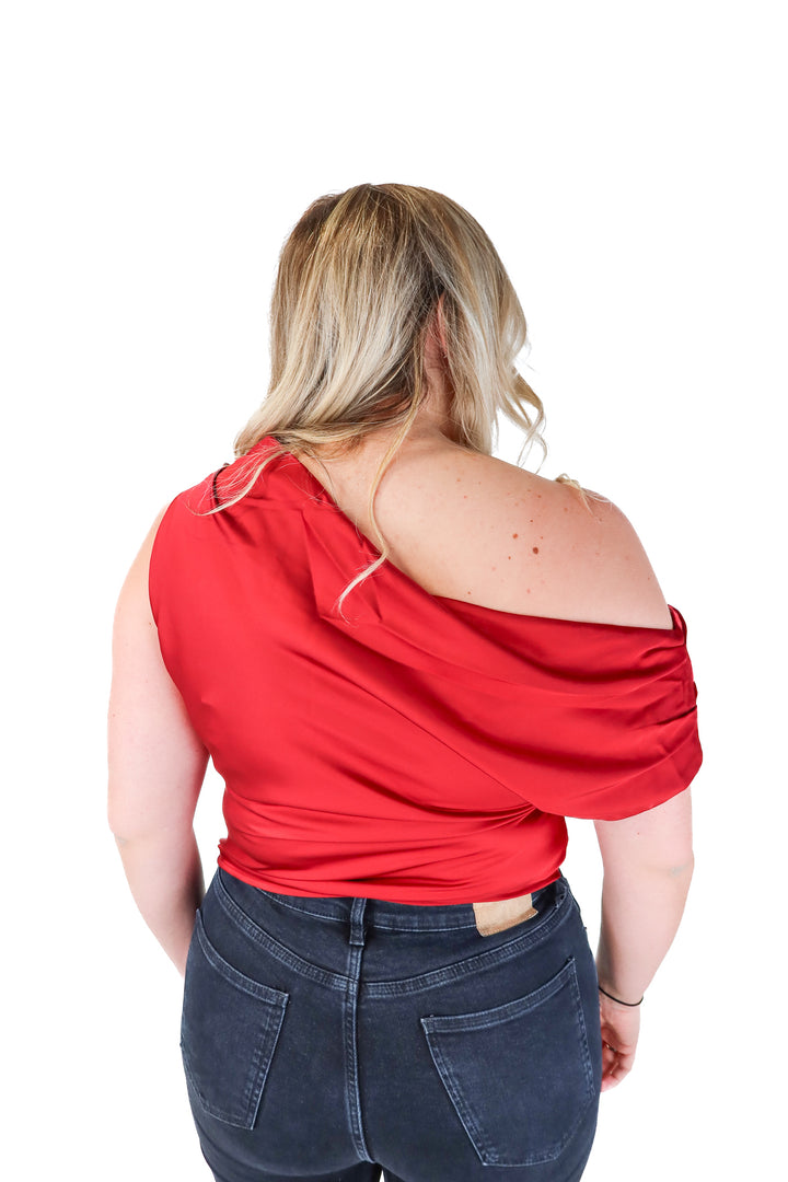 abercrombie & fitch red cowl top NWT (L; retails $50)