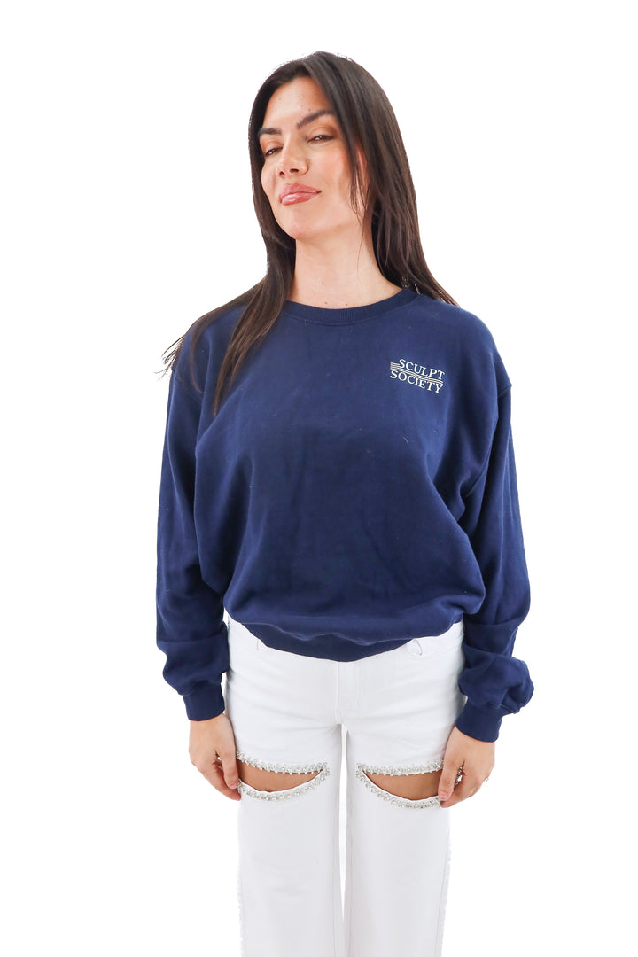 sculpt society navy crewneck sweatshirt (l; retail $72))