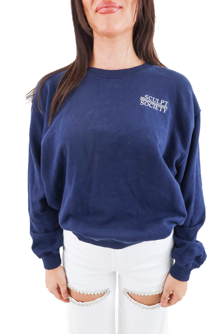 sculpt society navy crewneck sweatshirt (l; retail $72))