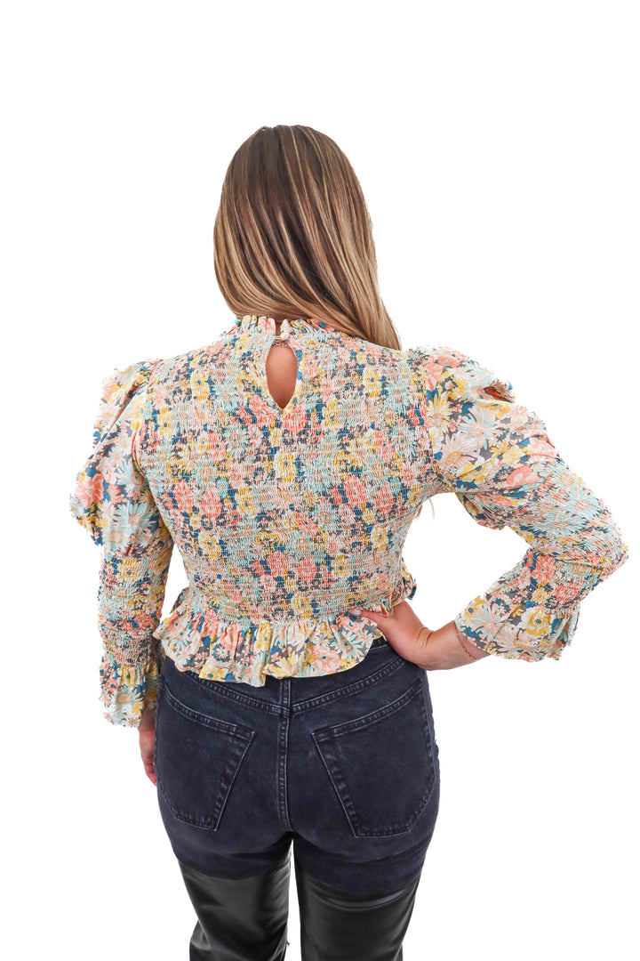 petal + pup smocked floral top (L)