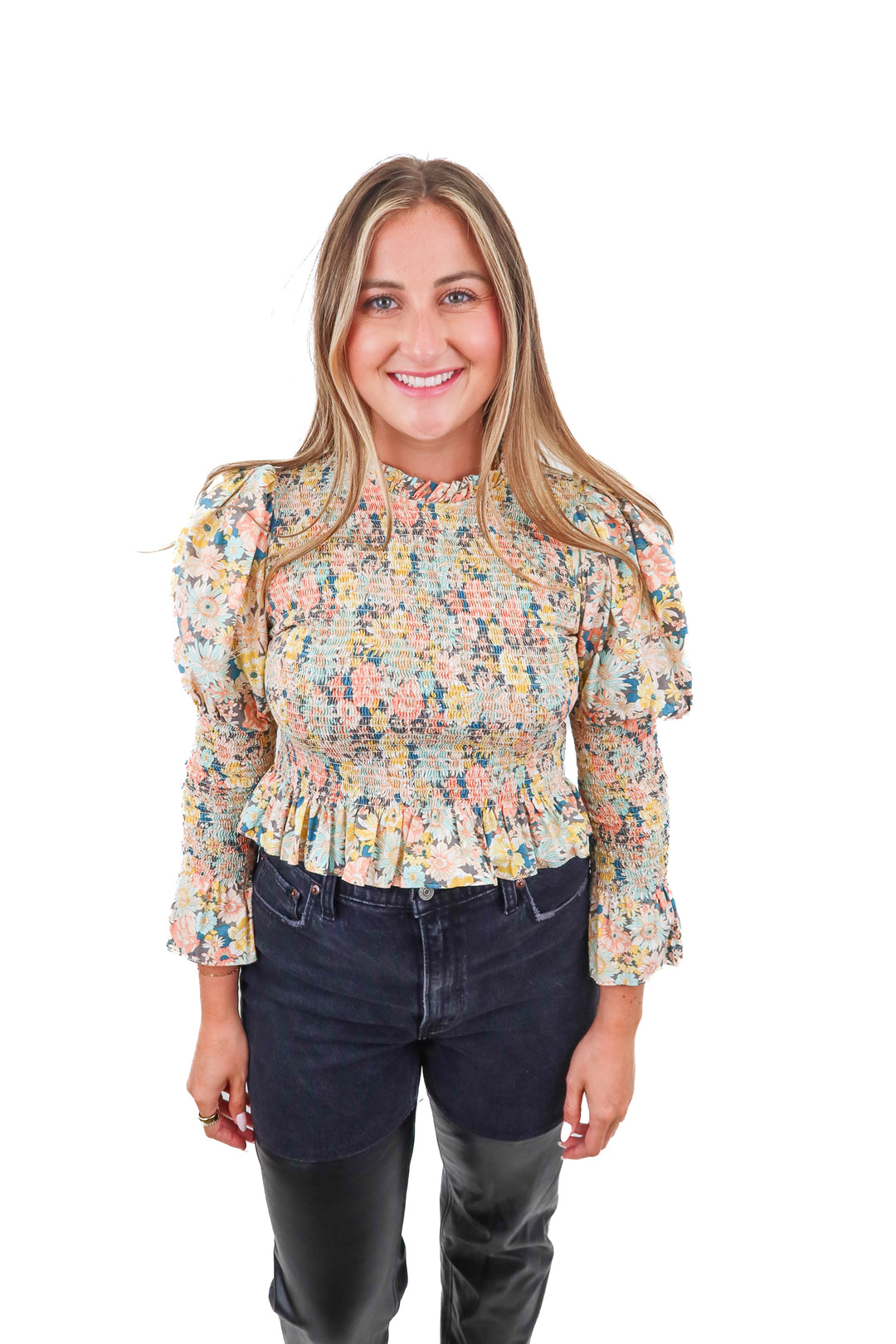petal + pup smocked floral top (L)