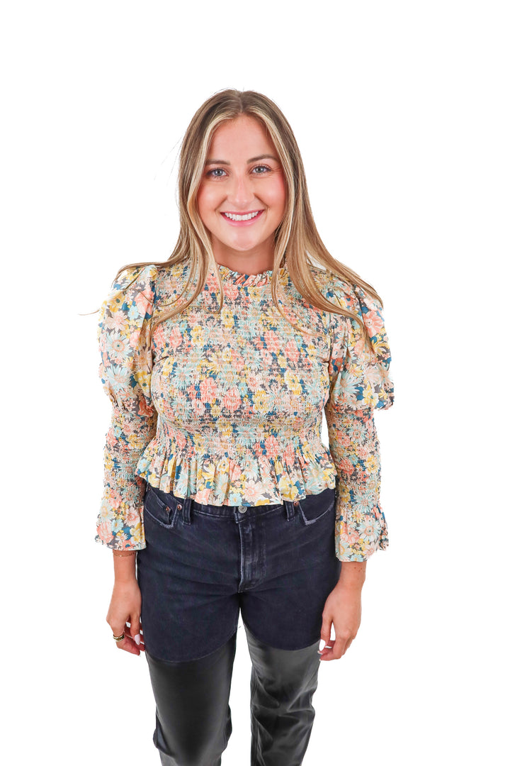 petal + pup smocked floral top (L)