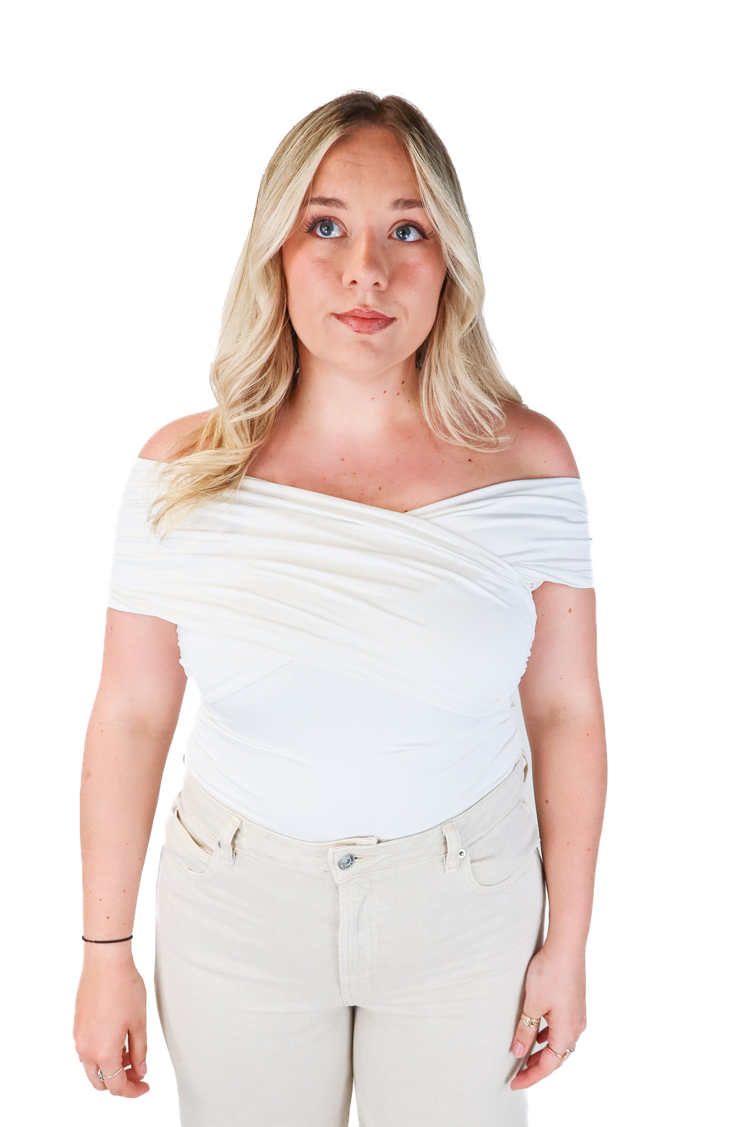 abercrombie & fitch white wrap bodysuit (L; retail $50)