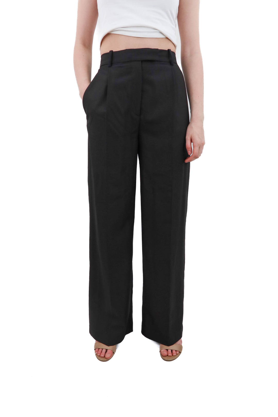 zara wide leg black trouser pants NWT (s)