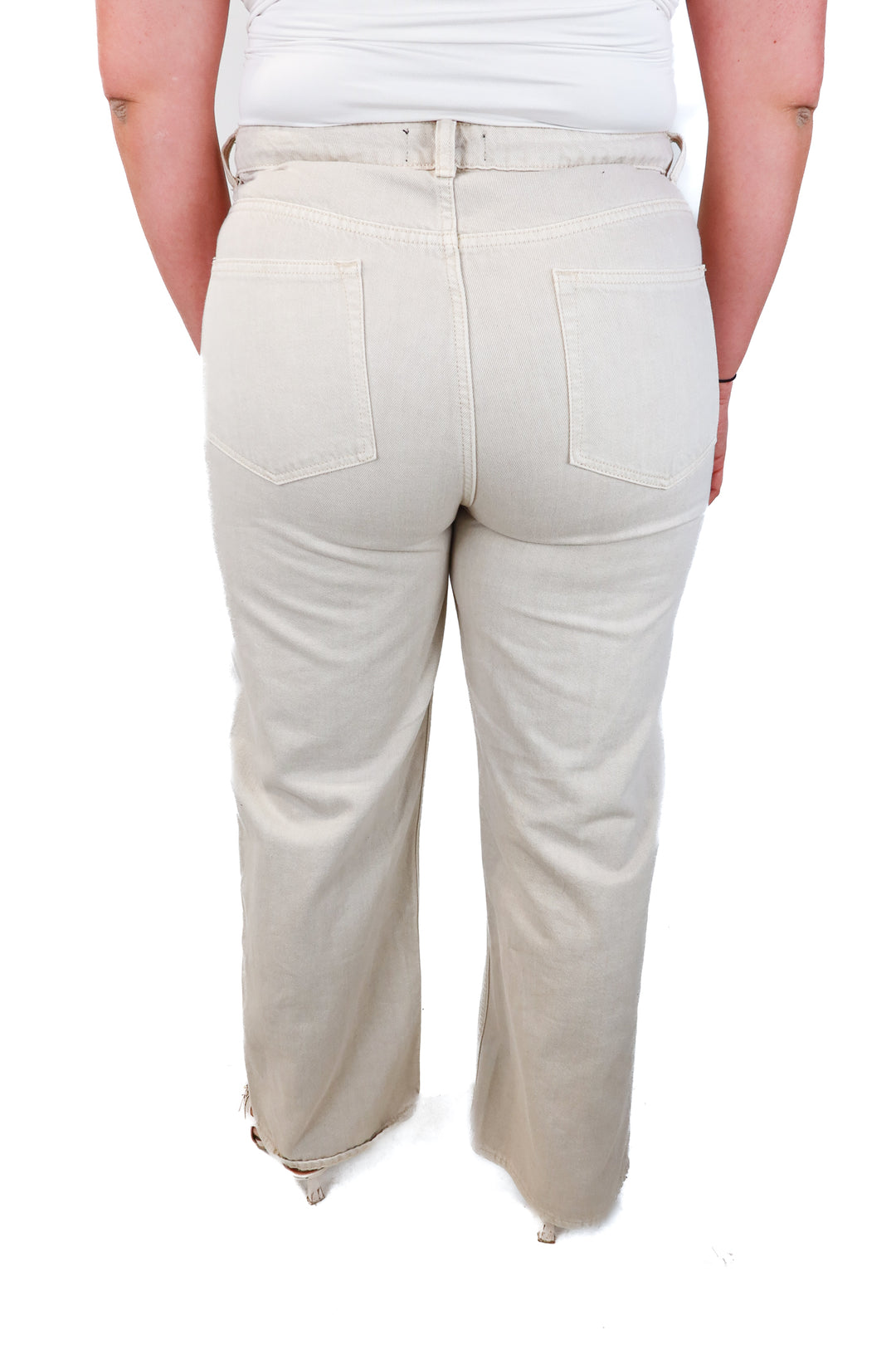 asos beige straight leg jeans (30; retail $45)