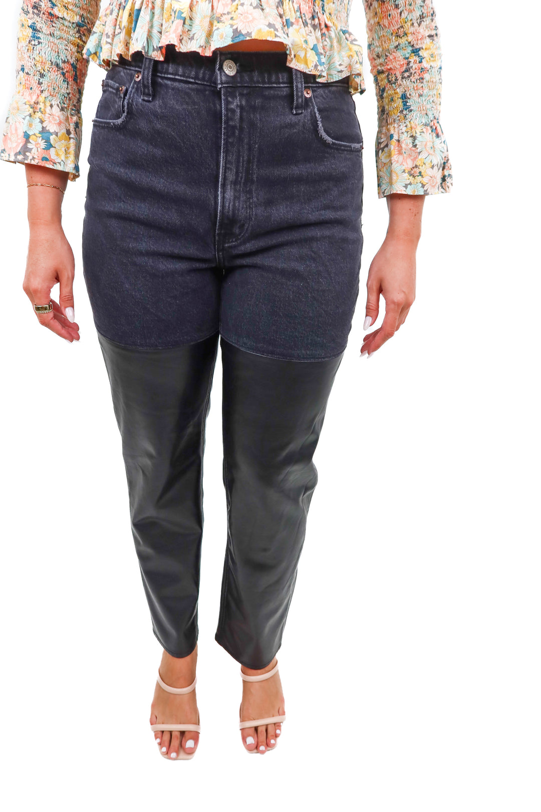 abercrombie & fitch black/vegan leather pants (10)