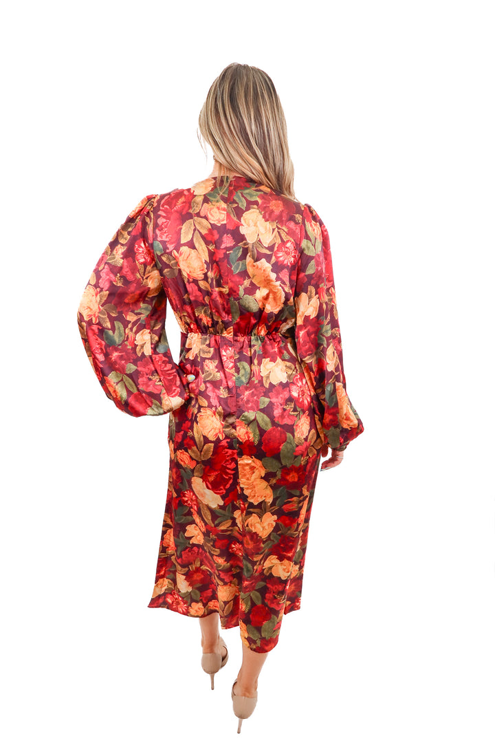 petal + pup dark floral maxi dress (L)