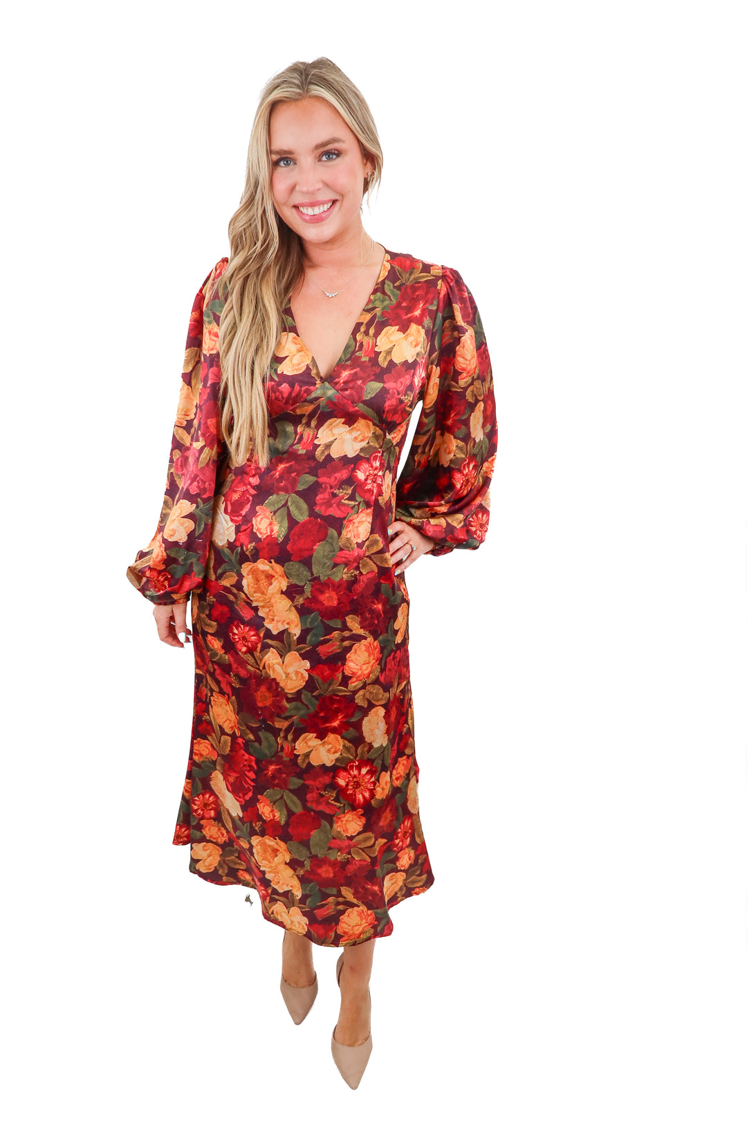 petal + pup dark floral maxi dress (L)