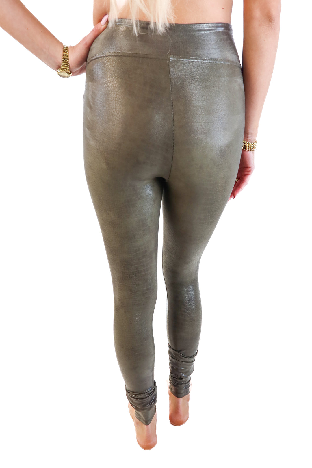 spanx grey metallic snakeskin leggings (xs; retail $98)