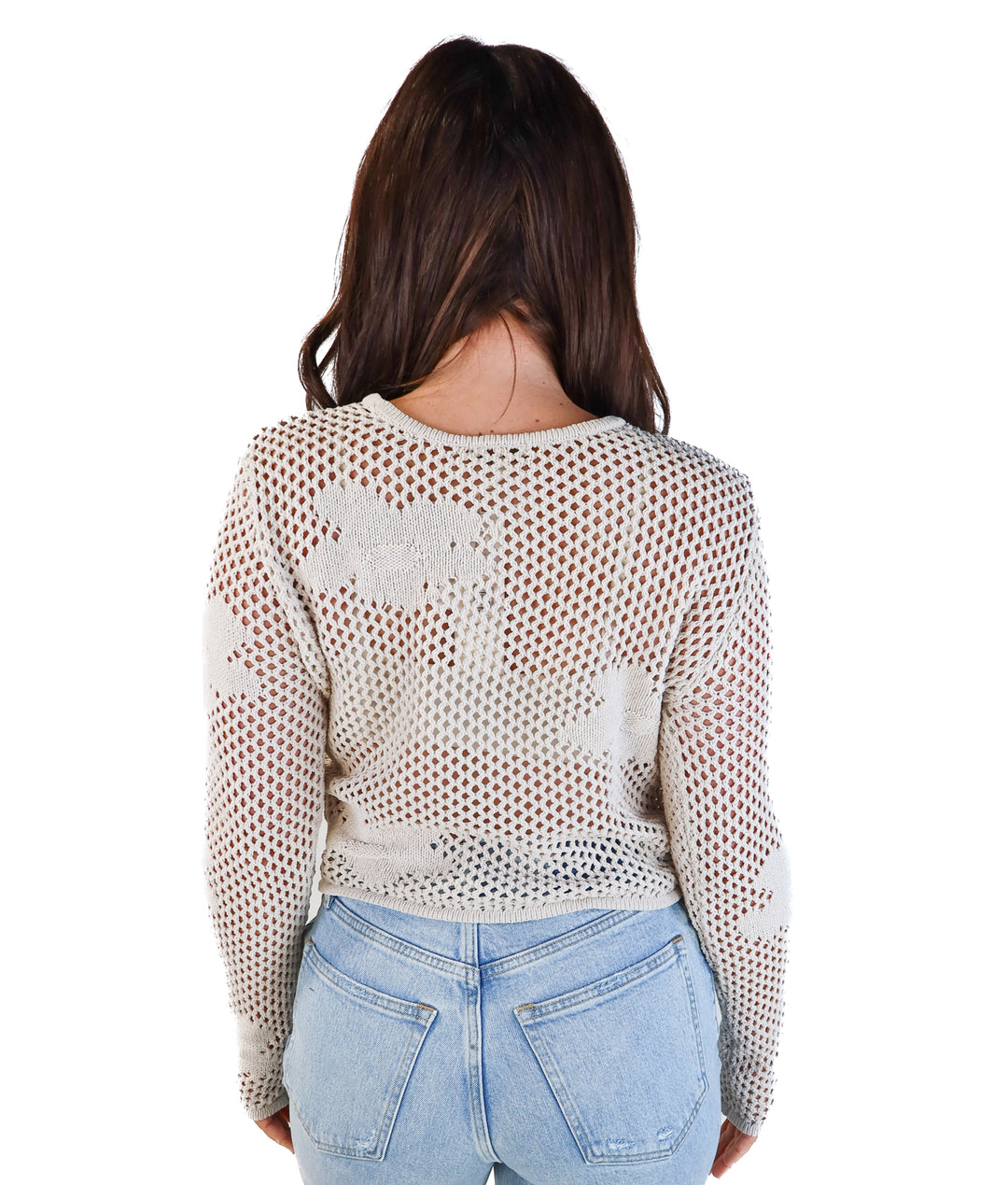 Zsupply grey floral crotchet sweater NWT (M; retails for $79)