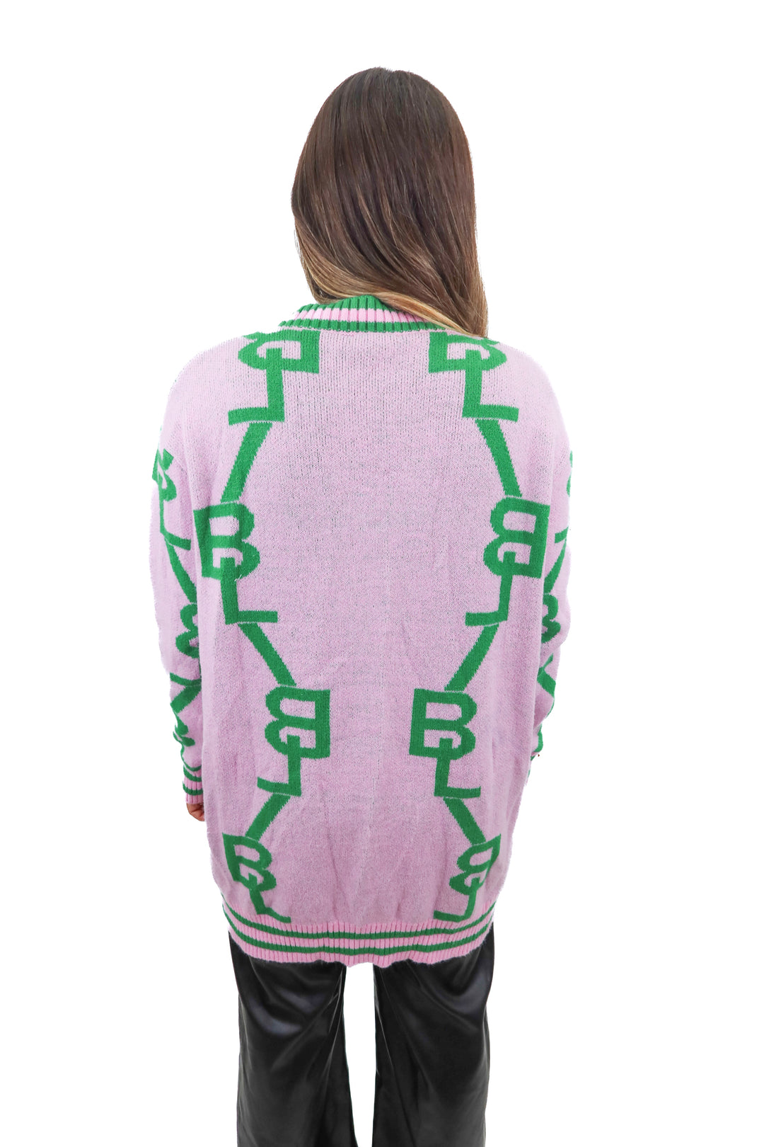 buddy love purple/green cardigan (m; retail $95)