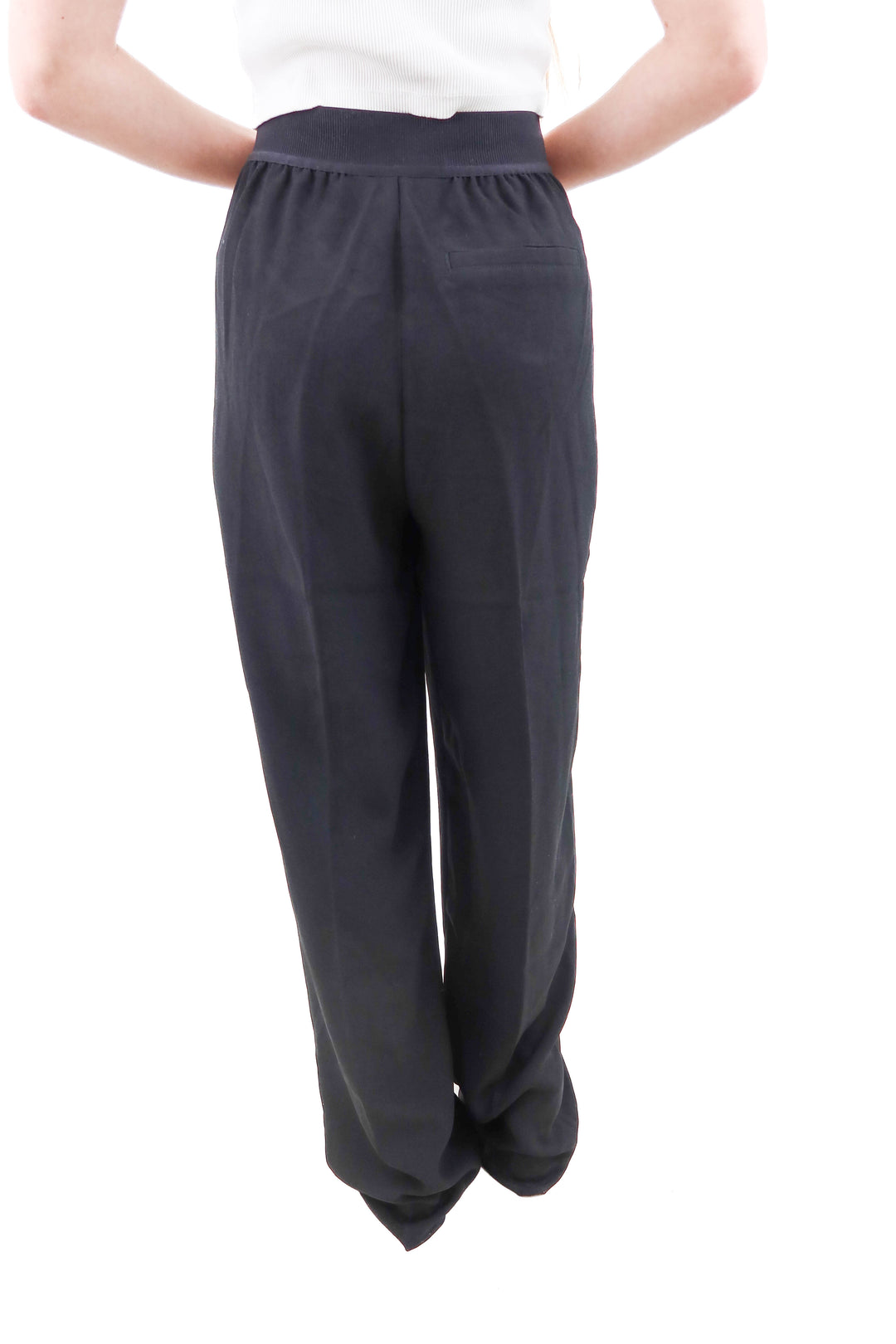 spanx black crepe straight leg trouser (s)