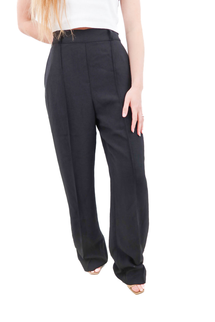 spanx black crepe straight leg trouser (s)