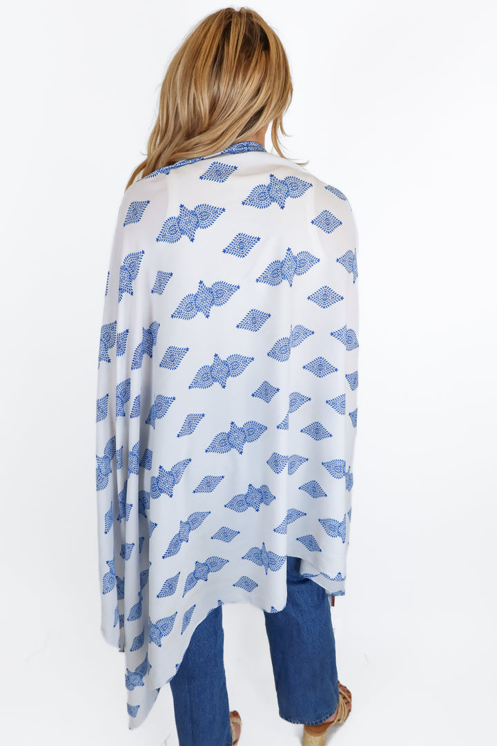 Show Me Your Mumu Blue and White Shawl (O/S)